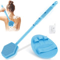 Silicone Back Scrubber & Soft Bath Glove 2PCS, 16''- 21''Extendable Back Scrubber with Dual-Side Large Head, 360° Anti-Slip Hand-fit Silicone Body Scrubber for Rich Foaming Deep Cleaning(Blue) - color: Blue*2