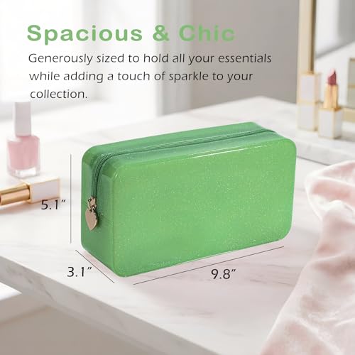PVC Jelly Travel Makeup Bag,Waterproof Cosmetic Bag/Case with Zipper, Toiletry SPF Bag for Sunscreen, Skincare, and Daily Essentials (04Green) - color: 04Green