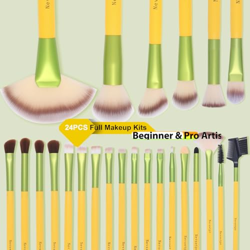 Makeup Brushes, Quality Make Up Brushes 28Pcs Makeup Brushes Set Professional, Beginner Make-up Sets With Case, Soft Brush Kits Sponges Masks Spatula,Travel-Friendly Women Girls Gift Sets - color: The Green Orange