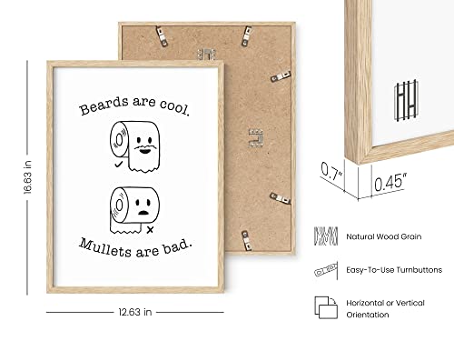 HAUS AND HUES Funny Bathroom Decor – Beard and Mullet Wall Art, Humorous Bathroom Sign, Fun Wall Print for Restroom or Home (12x16, Beige Frame) - color: Beard/Mullet, size: 12"L x 16"W, style: Beige Framed