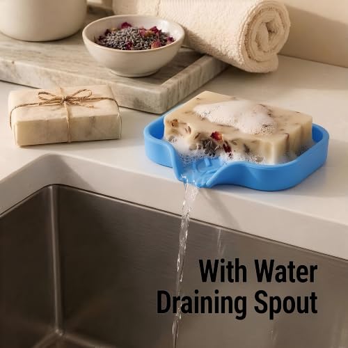 Zulay Kitchen Small Silicone Sponge Holder (4.9x3.3”) – Space-Saving Sink Organizer Tray for Sponge, Soap, Brush & More – Compact Non-Slip Dish for Kitchen & Bathroom (Provence Blue) - color: Provence Blue (Small), size: Small (4.9x3.3)