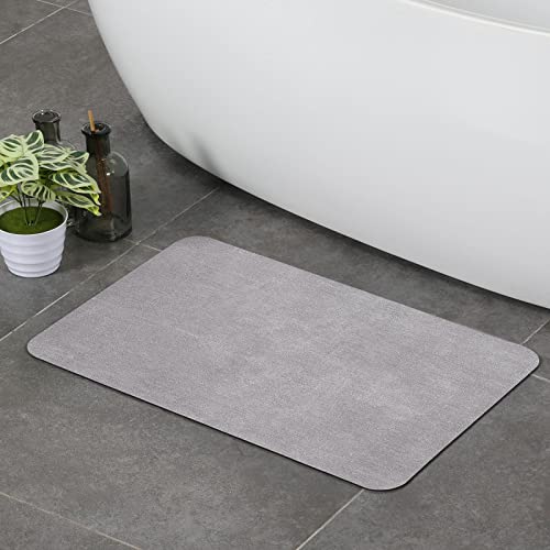 Stiio Bath Mat for Bathroom, Flat Bath Rug Super Absorbent Quick Dry, Non Slip Thin Bathroom Mats Fit Under Door, Easy Clean Washable Shower Mat Carpet for Kitchen, Bathtub, Sink, Grey 15x23 inches - color: Grey, size: 1'3" x 1'11" (Rectangular)
