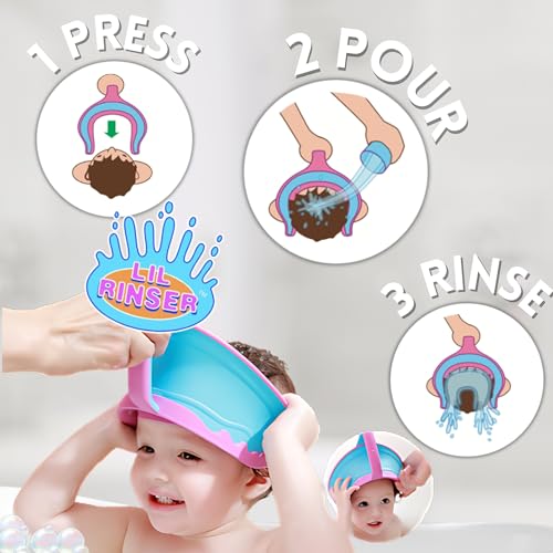 Shampoo Visor by Splash Guard, Comfort Seal Baby Bath Shampoo Shower Cap, Gentle Rinse and Shield Bath Hat for Toddlers and Babies, Protects Eyes, Ears, and Face - color: Blue