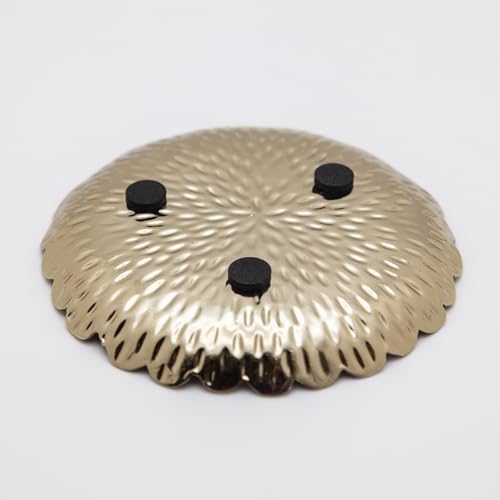 Brass Jewelry Tray with Design – Gold Color Circular Small Round Spoon Rest Candle Holder Soap Dish - Perfect Catchall for Wax Candles, Jewelry, Rings, and Trinkets - color: Brass With Embossed Design