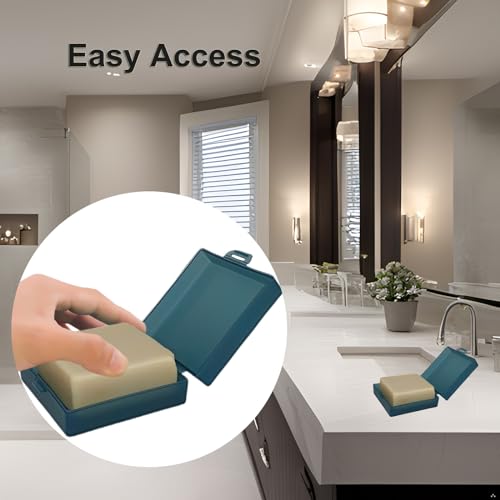 Square Soap Dishes Holder for Shower Travel Soap Container with Lid Lightweight Waterproof Soap Box for Dr. Squatch Men's Soap Bar for Traveling Toiletry Gym Bathroom (Transparent blue) - color: Transparent blue