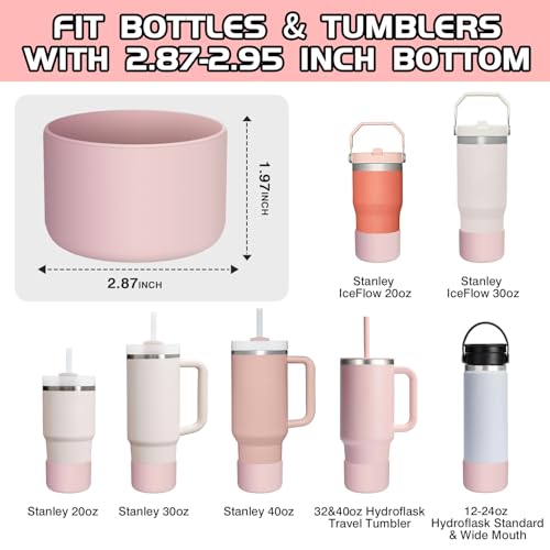 WUQID Silicone Boot Sleeve Compatible with Hydro Flask Travel Tumbler with Handle 32oz&40oz and 12-24oz Hydroflask Bottle & Stanley 20 30 40oz Tumbler, Fit 2.83-2.95in Bottom, Anti-Slip Bottle Cover - color: Trillium