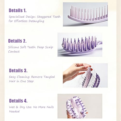 OULIGET 2-in-1 Scalp Massager Shampoo Brush,Hair Scrubber Scalp Stimulator Exfoliator Brush for Wet Dry Scalp Care,Curved Vented Hair Scrubber,Self Cleaning Hair Brush