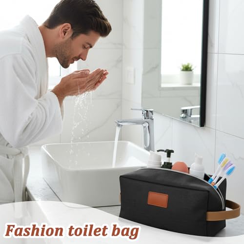 8 Pcs Portable Toiletry Bags for Men Hanging Water Resistant Shaving Bag Travel Bag for Toiletries Hanging Storage Shower Bags wedding groomsmen gifts (Black)