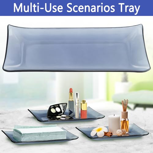 Haturi Bathroom Accessories Set, 4 Pcs Blue Glass Bathroom Accessories Sets Complete w/Lotion Soap Dispenser, Toothbrush Holder, Apothecary Jar, Vanity Tray, Bathroom Decor, Gift for Home Apartment - style: Blue