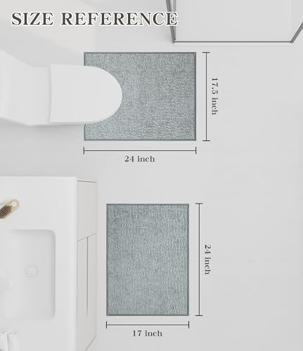 chakme Bathroom Rug Sets 2 Piece, Ultra Thin Quick Dry Bath Mat Set, Absorbent Bath Mat for Bathroom Non Slip Machine Washable, (Light Grey, 2 Piece) - color: Light Grey, size: 2Piece-Contour Rug