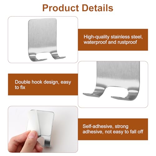 4 Pcs Silver Razor Loofah Holder for Shower Self Adhesive Waterproof Shaver Hooks Waterproof for wall Metal Heavy Duty Utility Storage Hanger Hook Holder for Towels Accessorie Kitchen Bathroom(Silver) - size: Large Silver-4PCS