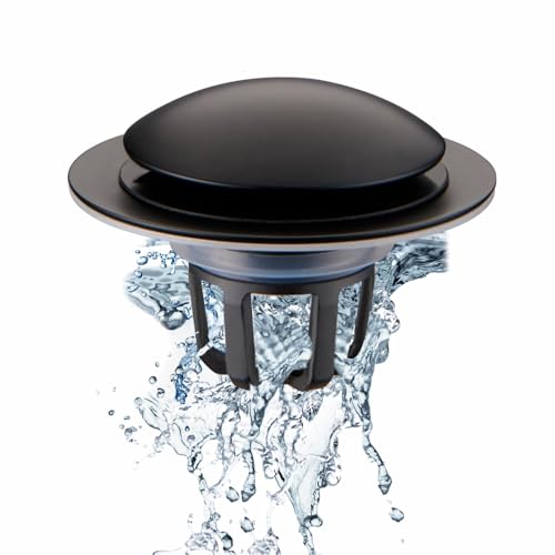 Bathroom Sink Drain Stopper,Welsan Universal Pop Up Drain Strainer with Hair Catcher for 1 1/8"-1 1/2" Drain Hole,Anti-Clogging Design Matte Black - color: Matte Black