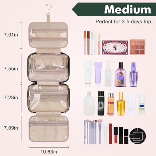 Wedama Toiletry Bag for Women, Medium Cosmetic Travel Bag, Hanging Toiletry Bag for Bathroom, Thickened PVC Waterproof Makeup Bag, Toiletries Bag for Travel Business Trips and Camping, Dark Green - color: Dark Green, size: Medium, style: Minimalist