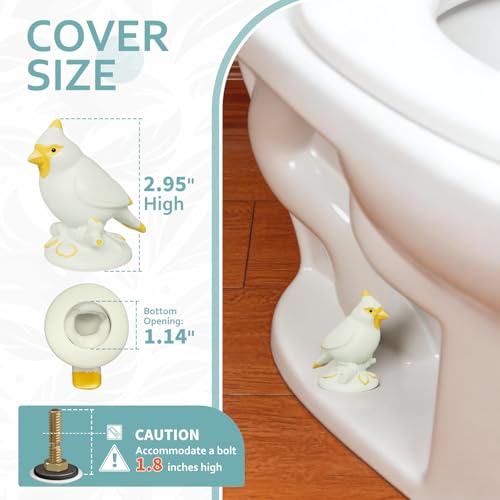 Glow in the Dark Bird Toilet Bolt Covers Decorative, Bolt hole 1.14'' | 2Pack PLA Material, Hides Rusty Toilet Bolts, for Bird Lovers, Glows After Light Exposure - style: Cardinal Bird