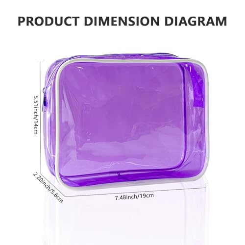 Neon TSA Approved Clear Toiletry Pouch, 7"x2.3"x4.7" Size, PVC Travel Makeup Bags for Toiletries, Transparent Cosmetic Bag for Women and Men Small (B127-D1199-1) - color: B127-D1199-1