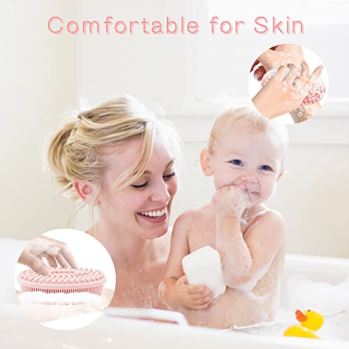 3 Pack Silicone Body Scrubber, Soft Silicone Loofah Exfoliating Body Scrubber, Silicone Body Brush Bath Shower Scrubber for Body, 2 in 1 Bath and Shampoo Wash Brush for Skin Exfoliation Men Women - size: Pink+Blue+Black