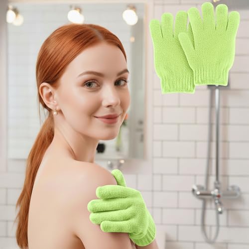 Exfoliating Glove for Shower-Body Exfoliator Scrub Gloves,Shower Gloves for Scrubbing Dead Skin,for Women Men Bath Spa - color: Green