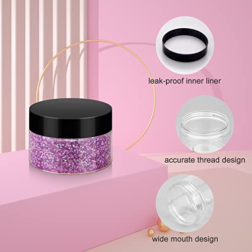 Loretoy 36 Pack 1 OZ Plastic Jars with Lids, BPA Free, Reusable, Refillable Transparent Cosmetic Containers for Bath Salts, Cosmetics, Powders, Beauty Product and Small Accessories - color: Black, size: 1 Ounce