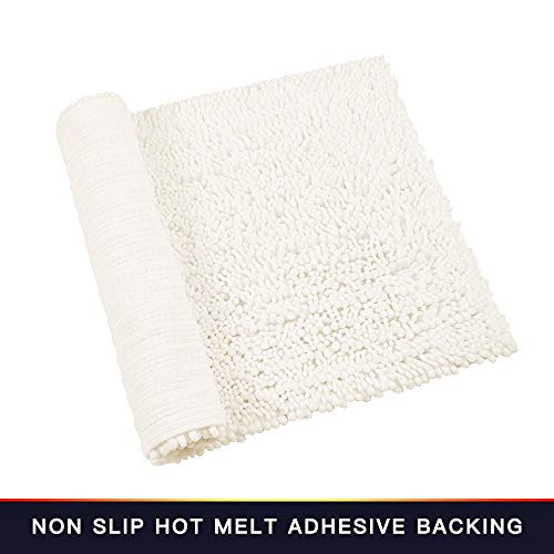 Walensee Bathroom Rug Non Slip Bath Mat (32x20 Inch Ivory) Water Absorbent Super Soft Shaggy Machine Washable Dry Extra Thick Perfect Absorbant Best Large Plush Carpet for Shower Floor - color: Ivory, size: 1'8" x 2'8" (Rectangular)