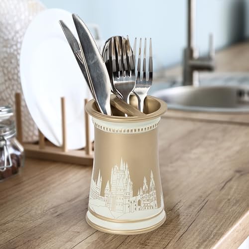 Jay Franco Harry Potter Toothbrush Holder - Gold Resin Pencil Holder Features Hogwarts Castle - Bathroom Storage - color: Gold - Harry Potter