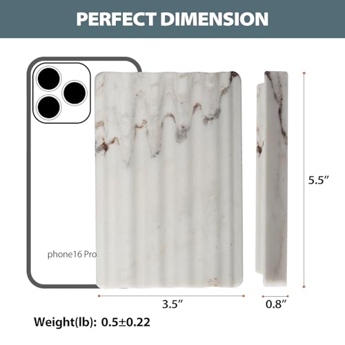 2PCS Koville Italian Natural Marble Soap Dish for Shower, Multi-Color Stone Soap Tray for Bathroom, Bar Soap Holder for Sink, Stripe Grooves Soap Saver Sponge Holder (White/Brown Random) - color: Palissandro Classico