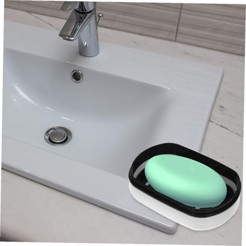 2pcs Double Layer Soap Dish with Lid Household Shower Soap Holder for Bathroom Use White Plastic Set