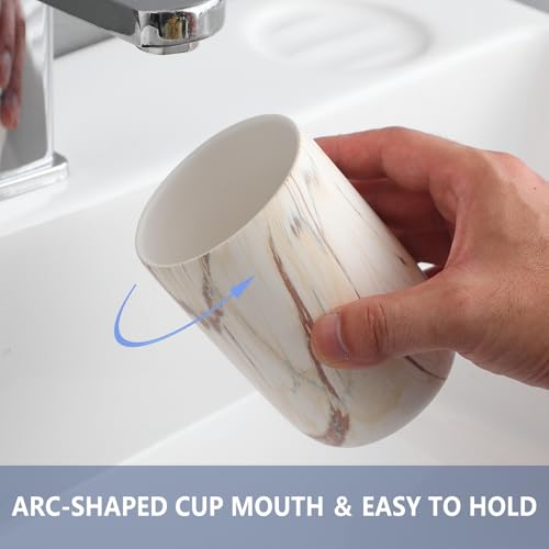 Brown Marble Toothbrush Holders - Ceramic Toothbrush Holders for Bathrooms, Toothbrush Toothpaste Holders, 2 Marble Bathroom Tumbler Cups Reusable Toothbrush Mouthwash Cup, Bathroom Counter Organizer - color: Brown Marble, size: 2pcs