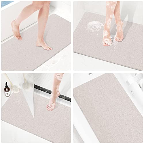 Shower Mat Bathtub Mat Non-Slip,32x24 inch, Soft Tub Mat with Drain,PVC Loofah Bath Mat (Phthalate Free) for Tub and Bathroom,Quick Drying,White - color: White, size: 32" x 24" (Rectangular)