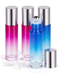 Worldgsb 4 Pack Essential Oil Roller Bottles, 10ml Refillable Glass Roller Bottles with Stainless Steel Roller Balls and Caps for Travel, Perfume and Lip Gloss Blue-Red Gradient - color: Blue-Red Gradient, style: 4 Pack
