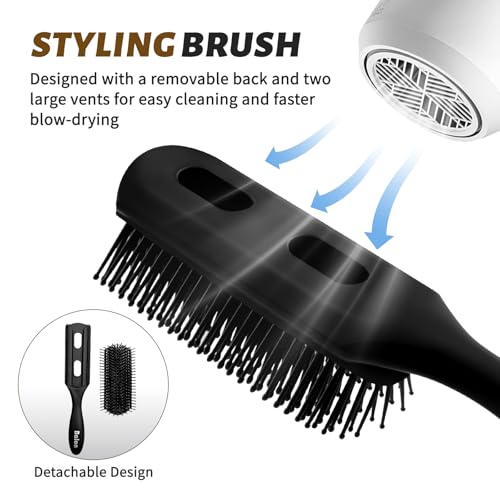 Balon Hair Brush for Women and Men, 4Pcs Paddle Brush Detangling Brush Hair Comb Set for Long Thick Thin Curly Hair, Hairbrush Great On Wet or Dry, No More Tangle - color: Black
