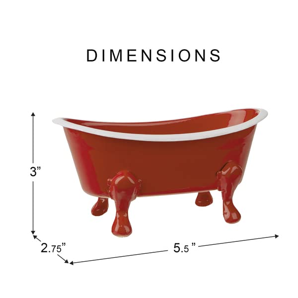 Rustic Enamel 1 Piece 5.5" Metal Clawfoot Mini Bathtub Soap Dish Mini Bath Tub Decoration Clawfoot Tub Soap Caddy Collection (Berry) - color: Berry