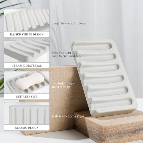 BosilunLife Ceramic Bathroom Accessories Set - Bathroom Counter Soap Set Light Grey Bathroom Decor Sets Accessories Bathroom Lotion Soap Dispenser and Toothbrush Holder Set, Soap Dish, Apothecary Jars - color: Light Grey-liquid