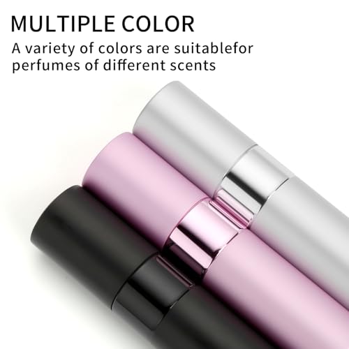 Perfume Travel Refillable Atomizer 8ML (3PCS) - Empty Cologne Spray Bottle, Portable & Leakproof Sprayer for Travel (Blue, Silver, pink) - color: Black, Silver, pink