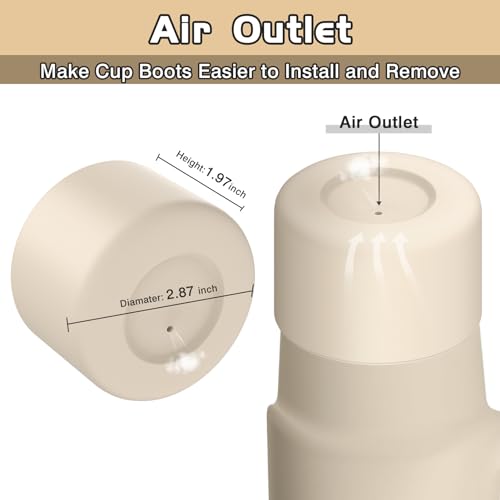 WUQID Silicone Boot Sleeve Compatible with Hydro Flask Travel Tumbler with Handle 32oz&40oz and 12-24oz Hydroflask Bottle & Stanley 20 30 40oz Tumbler, Fit 2.83-2.95in Bottom, Anti-Slip Bottle Cover - color: Oat Two Tone