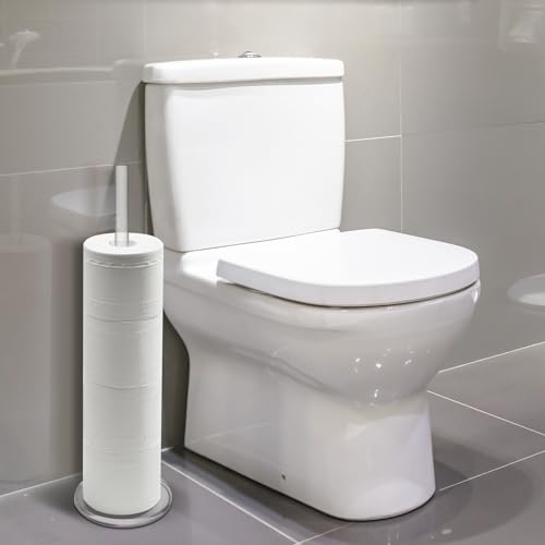 MyGift Freestanding Toilet Paper Holder Stand - Bathroom Toilet Paper Storage with Floor Standing Roll Dispenser - color: Clear