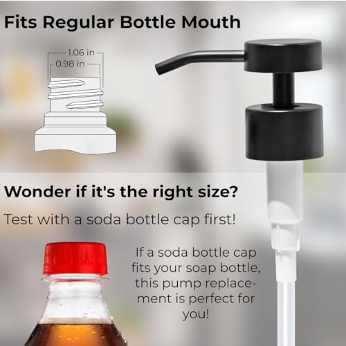Soap Dispenser Pump | Stainless Steel Replacement | Durable, Rustproof | for Glass & Plastic Bottles with 28mm 28/400 Thread - 2 Pack (Black) - color: Black