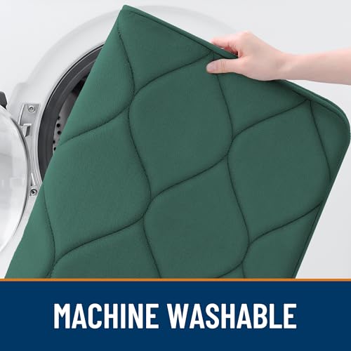 Smiry Memory Foam Bath Mat 30''x20'', Ultra Soft Non-Slip Bathroom Rug, Plush Water Absorbent Quick Dry and Machine Washable Floor Mat for Shower, Tub & Home Decor, Hunter Green - color: Hunter Green, size: 30''x20"
