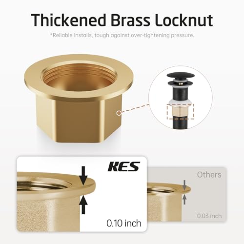 KES Black Pop Up Drain Stopper for Bathroom Sink, Sink Drain with Hair Catcher Without Overflow, 2 Pack, Matte Black, All Metal Rustproof 304 Stainless Steel, S2013D-BK-P2 - color: Black, style: for NO overflow sink,2-pack