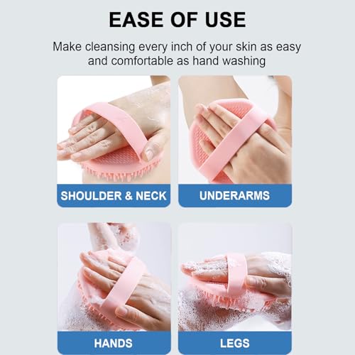 Silicone Body Scrubber, Exfoliating Body Scrubber for Sensitive Skin, Non-Slip Shower Scrubber for Body, Silicone Body Brush for Showering, Charcoal, Effective Showering Exfoliation, Gentle Massage - color: Black and Pink