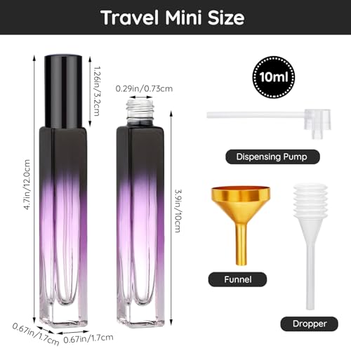 Segbeauty 0.34oz Empty Perfume Bottle, 5 Pack Glass Spray Bottles Travel Perfume Atomizer Sprayer Refillable Atomizer, Travel Size Spray Bottle, 10ml Portable Cologne Dispenser with Refill Tool Kit - color: Purple Amber Blue Red Green, style: Mini Bottle