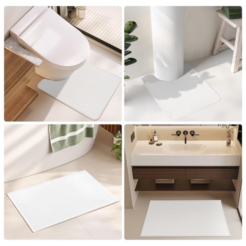 TYUU Bathroom Rugs Non Slip Washable, Super Absorbent Thin Bath Mat Quick Dry Low Pile Bathroom Rug, White 24"x36" - color: White, size: 2' X 3' (Rectangular)