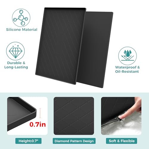 URMONA 19" x 12" Waterproof Silicone Mat in Multiple Sizes & Colors, Under Sink Mat for Kitchen & Bathroom, Pet Food Pad for Dogs & Cats, Kitchen Cabinet Liner, Multi-Purpose for Storage(Khaki) - color: Khaki, size: 12"W x 19"L