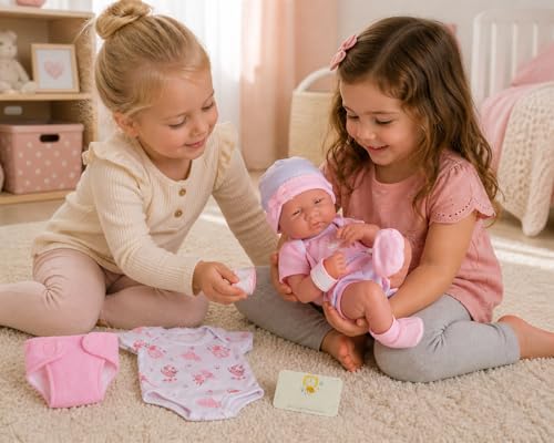 8 piece Layette Baby Doll Gift Set | JC Toys - La Newborn Nursery | 14" Life-Like Doll w/ Accessories | Pink | Ages 2+ - color: Pink
