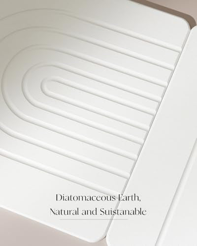 Home Bath Stone Mat 24"x16" (2-Pack) – Quick-Dry, Non-Slip Diatomaceous Earth Mat, Stylish & Absorbent, Gray Semicircle - color: Grey
