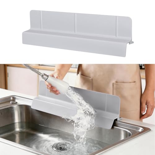Sink Splash Guard, 18", Non-slip with Suction Cups, Stop Water Splash with High Rim, for Kitchen & Bathroom, Faucet & Countertop Protector, Easy Install, Dishwasher Safe - color: Creamy Gray, size: 18''