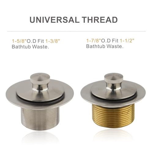 Bathtub Tub Drain Conversion Kit Assembly, Wellup Lift and Turn Twist Tub Drain Trim Kit with Two-Hole Overflow Faceplate, Brushed Nickel - color: Brushed, style: 2 Holes