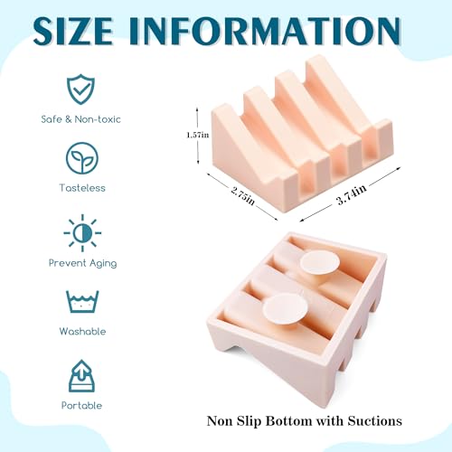 Soap Dish Holder for Shower with Suction Cup, Silicone Soap Holder & Saver Self-Draining Bar Soap Dish Keeps Soap Dry for Bathroom, Kitchen, Bathtub, Extends Soap Life (Pink-2Pack) - color: Pink - 2 Pack