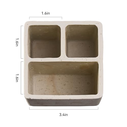 Natural Travertine Textures Toothbrush Holders for Bathroom, Electric Toothbrush and Toothpaste Holder 3 Slots Tooth Brush Organizer for Bathroom Countertop, Shower, Vanity