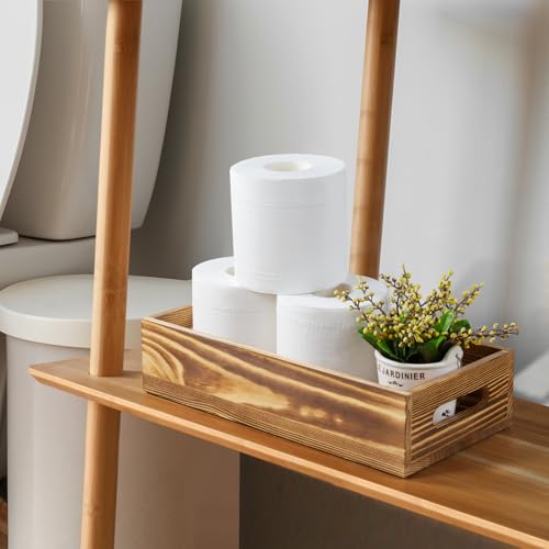 ALELION Bathroom Basket for Toilet Tank -Wooden Decorative Back of Toilet Basket Organizer for Organizing Paper, Towels, and Bathroom Accessories, Brown - color: Brown