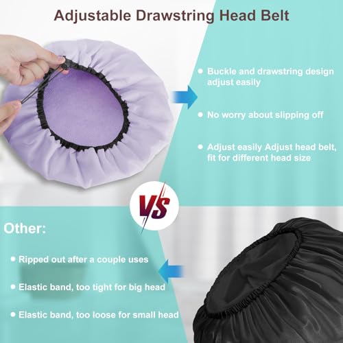 Sheomern 2 Pcs 15" XL Extra Large Terry Lined Shower Cap, Adjustable Dual Waterproof Shower Cap for Women Reusable Soft Hair Cap Bath Cap for Long Braids, Thick Hair, Locs, Curly Hair - color: Purple+Green, size: X-Large